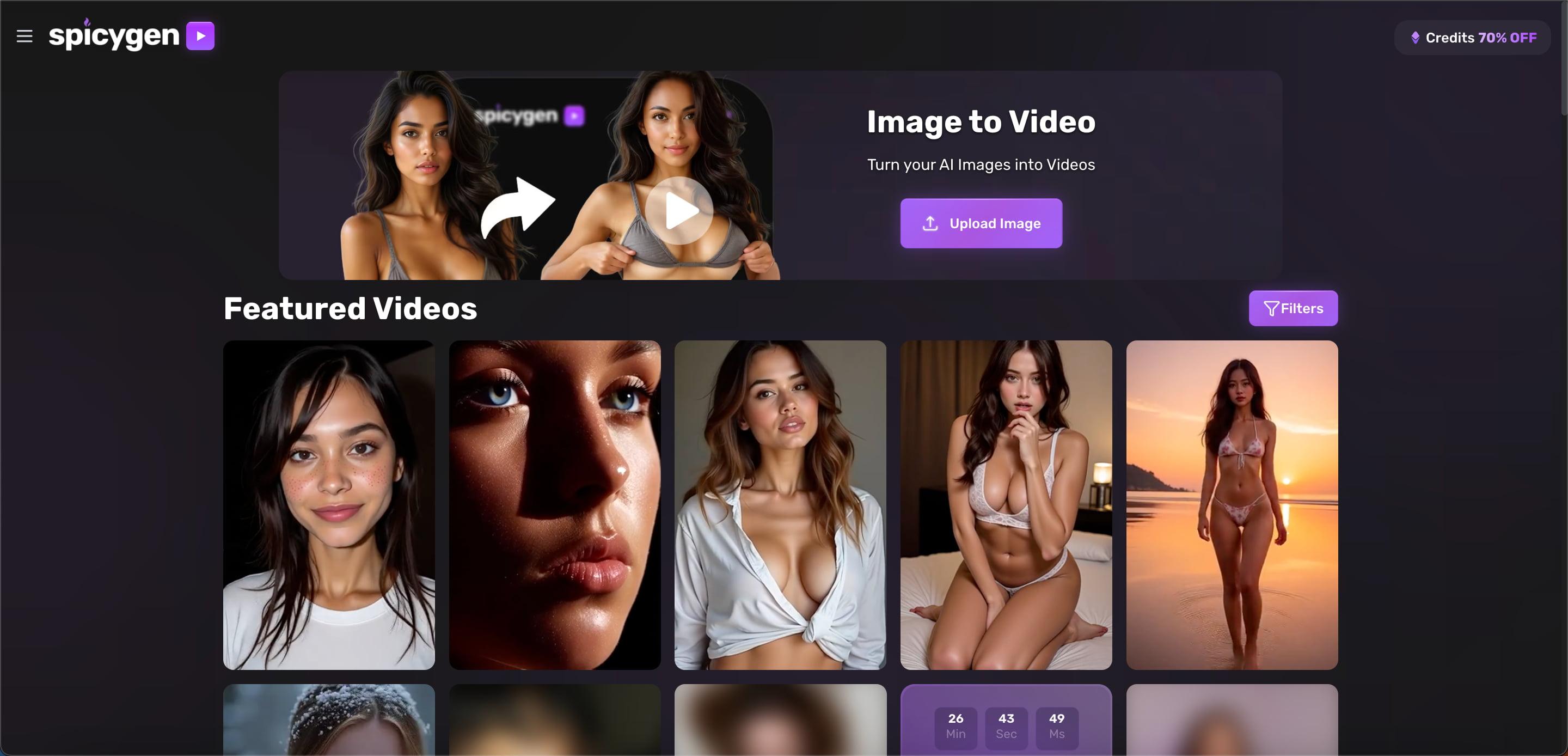 Spicygen AI video generator screenshot